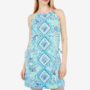 LILLY PULITZER Pearl Romper Halter Mini Dress Blue Ibiza - Size 10